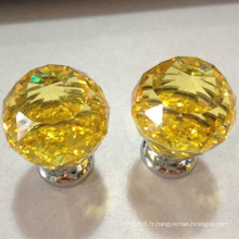 verre jaune boule de cristal boutons poignée push pull en gros